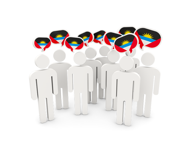 People with speech bubble. Download flag icon of Antigua and Barbuda at PNG format