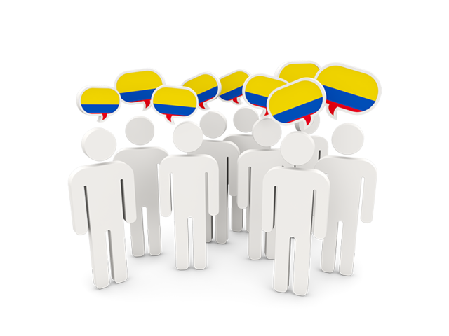 People with speech bubble. Download flag icon of Colombia at PNG format