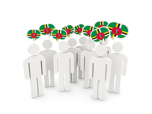 People with speech bubble. Download flag icon of Dominica at PNG format