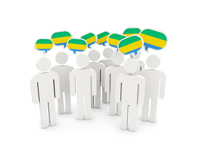 People with speech bubble. Download flag icon of Gabon at PNG format