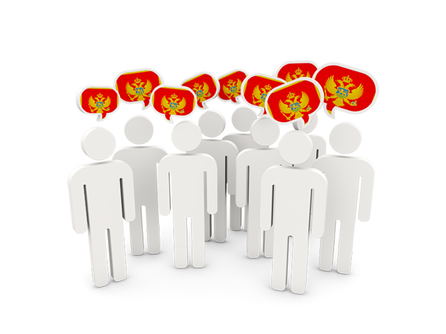 People with speech bubble. Download flag icon of Montenegro at PNG format