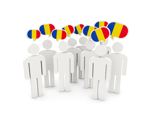 People with speech bubble. Download flag icon of Romania at PNG format