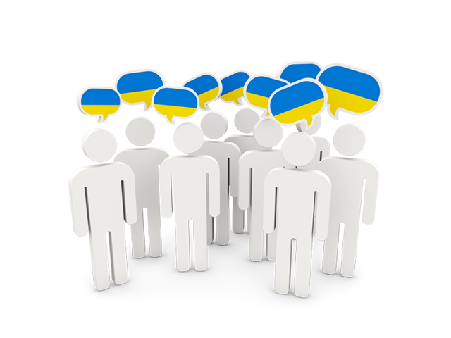 People with speech bubble. Download flag icon of Ukraine at PNG format