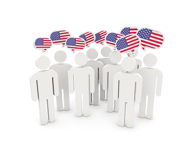 People with speech bubble. Download flag icon of United States of America at PNG format