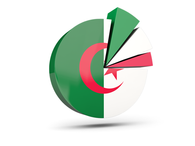 Pie chart with slices. Download flag icon of Algeria at PNG format