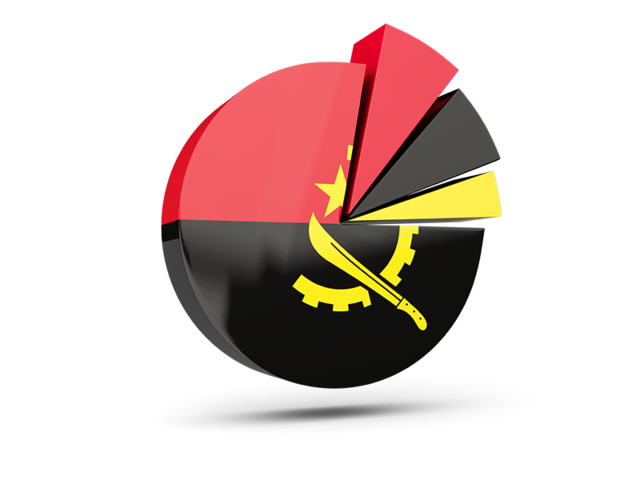 Pie chart with slices. Download flag icon of Angola at PNG format