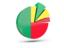 Benin. Pie chart with slices. Download icon.