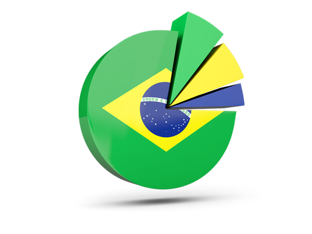 Pie chart with slices. Download flag icon of Brazil at PNG format