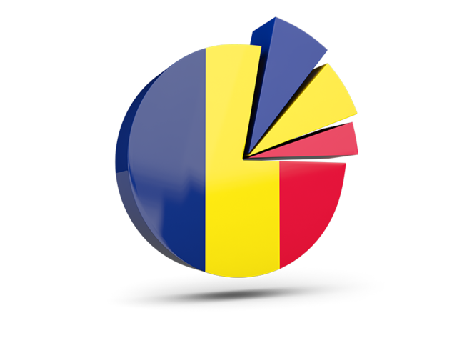 Pie chart with slices. Download flag icon of Chad at PNG format