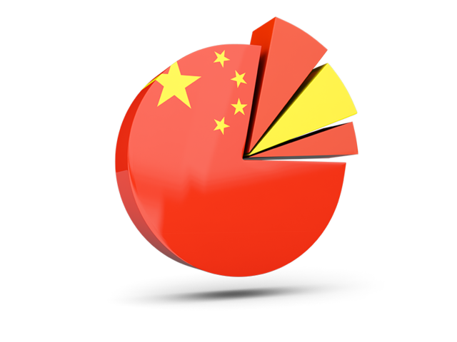 Pie chart with slices. Download flag icon of China at PNG format