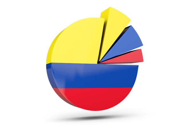 Pie chart with slices. Download flag icon of Colombia at PNG format