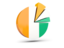 Cote d'Ivoire. Pie chart with slices. Download icon.