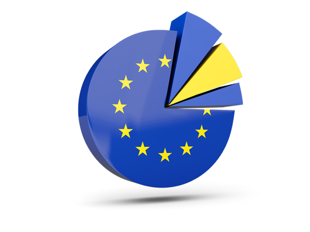 Pie chart with slices. Download flag icon of European Union at PNG format