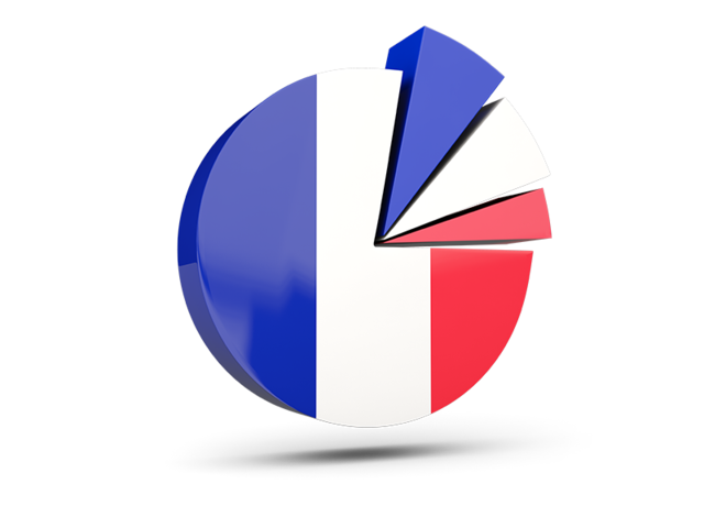 Pie chart with slices. Download flag icon of France at PNG format