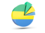 Gabon. Pie chart with slices. Download icon.