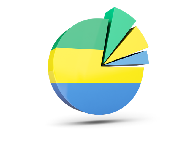 Pie chart with slices. Download flag icon of Gabon at PNG format