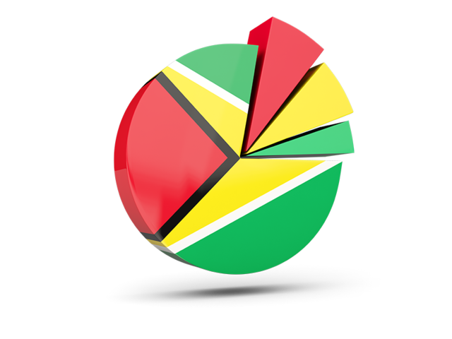 Pie chart with slices. Download flag icon of Guyana at PNG format
