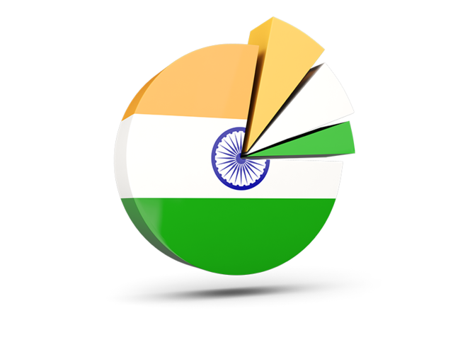 Pie chart with slices. Download flag icon of India at PNG format