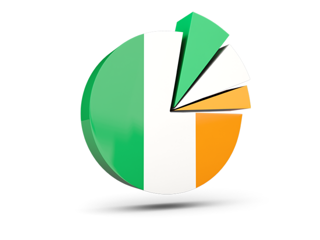 Pie chart with slices. Download flag icon of Ireland at PNG format