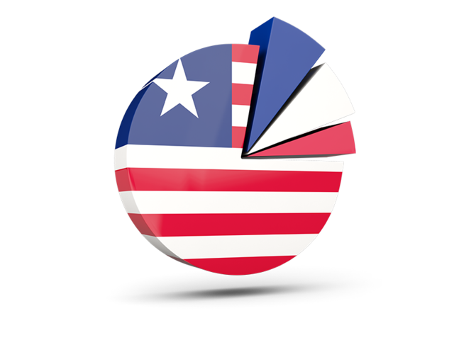Pie chart with slices. Download flag icon of Liberia at PNG format