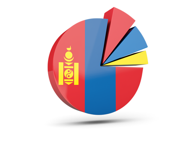 Pie chart with slices. Download flag icon of Mongolia at PNG format