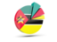 Mozambique. Pie chart with slices. Download icon.