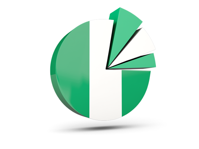 Pie chart with slices. Download flag icon of Nigeria at PNG format