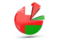 Oman. Pie chart with slices. Download icon.