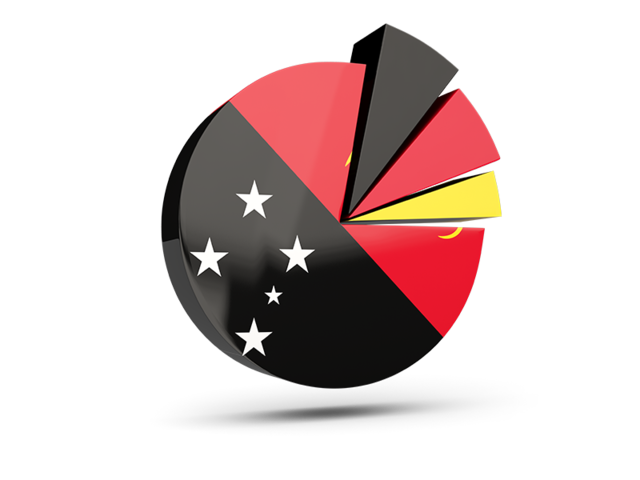 Pie chart with slices. Download flag icon of Papua New Guinea at PNG format
