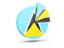 Saint Lucia. Pie chart with slices. Download icon.