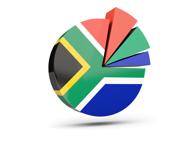 Pie chart with slices. Download flag icon of South Africa at PNG format