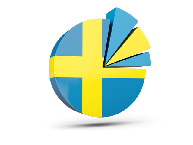 Pie chart with slices. Download flag icon of Sweden at PNG format