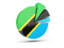 Tanzania. Pie chart with slices. Download icon.