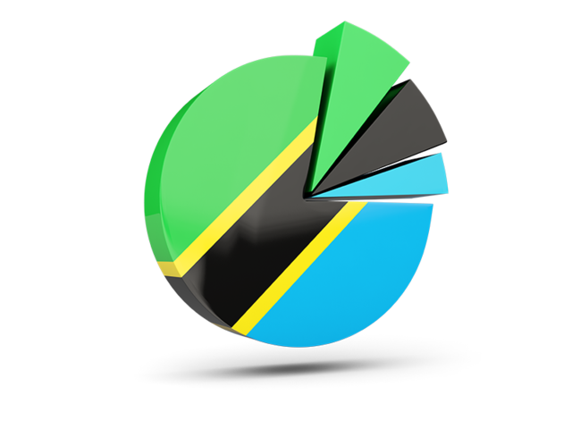Pie chart with slices. Download flag icon of Tanzania at PNG format