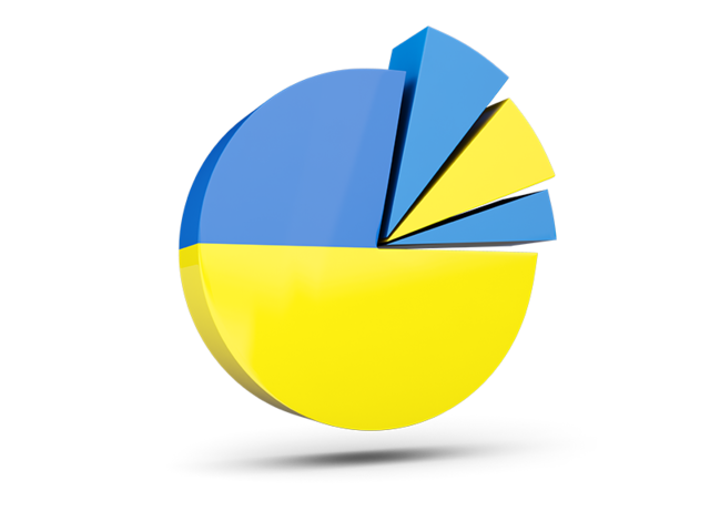 Pie chart with slices. Download flag icon of Ukraine at PNG format
