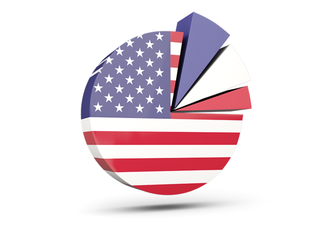 Pie chart with slices. Download flag icon of United States of America at PNG format