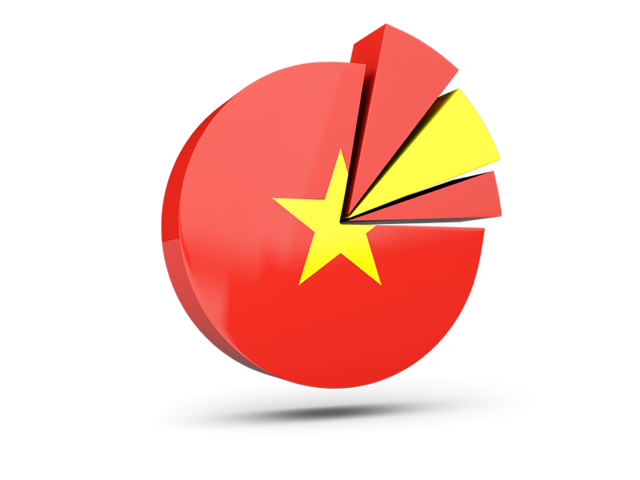 Pie chart with slices. Download flag icon of Vietnam at PNG format