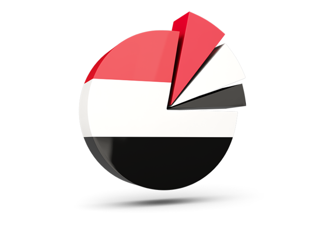 Pie chart with slices. Download flag icon of Yemen at PNG format