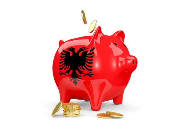 Копилка с монетами. Скачать флаг. Албания