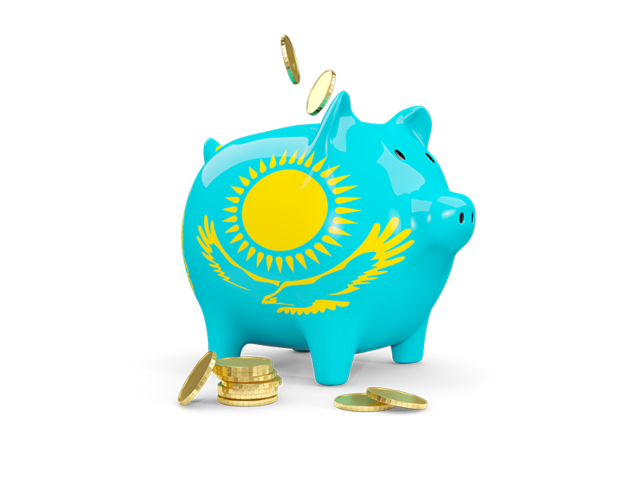 Копилка с монетами. Скачать флаг. Казахстан