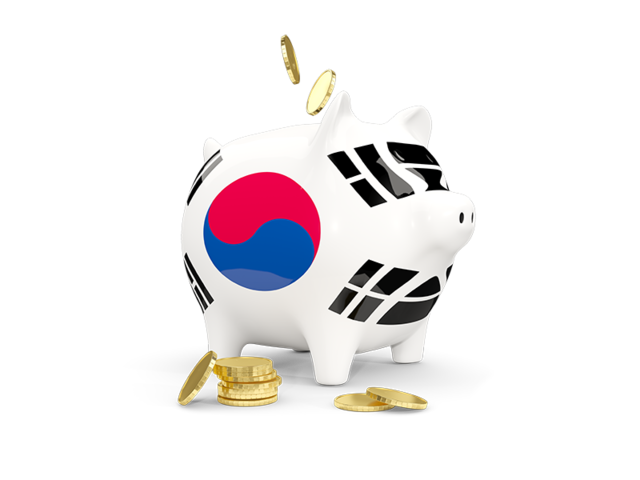 Копилка с монетами. Скачать флаг. Южная Корея