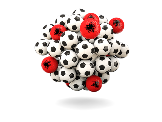 Pile of footballs. Download flag icon of Albania at PNG format