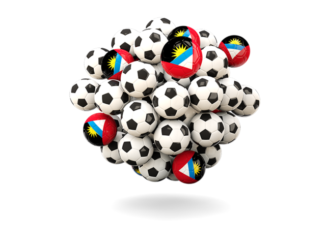 Куча футбольных мячей. Скачать флаг. Антигуа и Барбуда