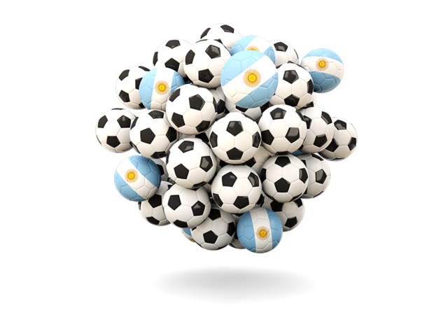 Куча футбольных мячей. Скачать флаг. Аргентина
