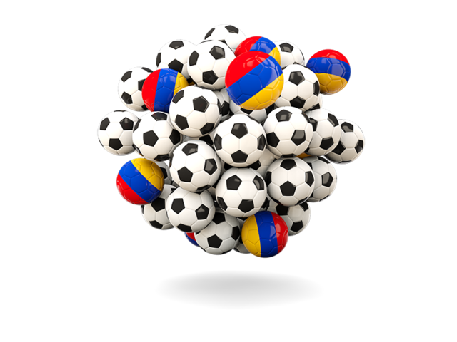 Куча футбольных мячей. Скачать флаг. Армения