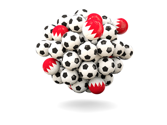 Куча футбольных мячей. Скачать флаг. Бахрейн