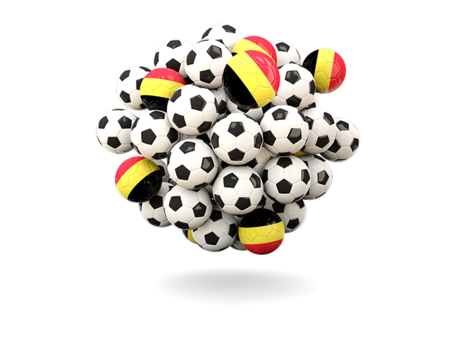 Куча футбольных мячей. Скачать флаг. Бельгия