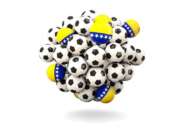 Куча футбольных мячей. Скачать флаг. Босния и Герцеговина