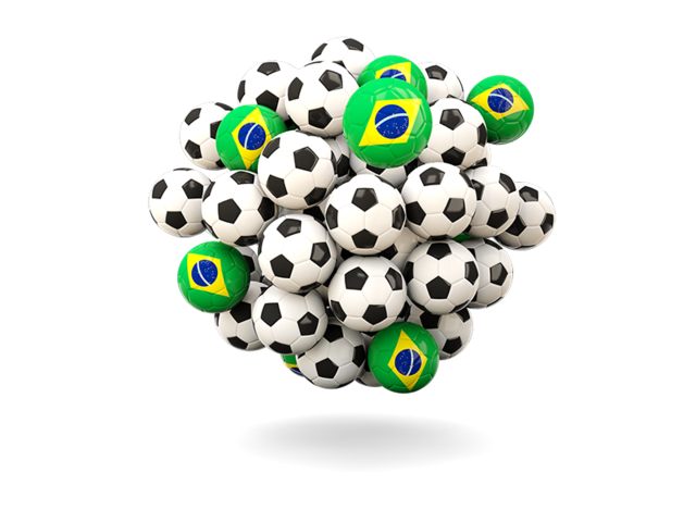 Pile of footballs. Download flag icon of Brazil at PNG format