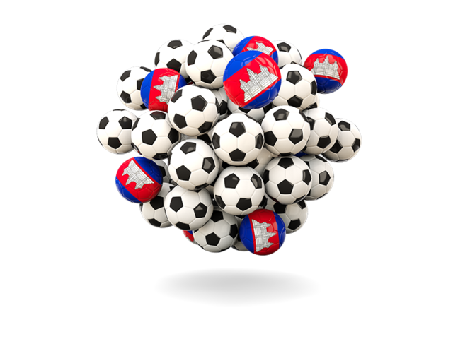 Pile of footballs. Download flag icon of Cambodia at PNG format